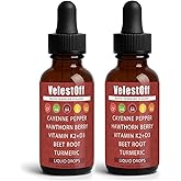Velestoff Cayenne Pepper Drops, Velest Off Organic Cayenne Pepper Liquid Supplement with Hawthorn, Beet Root, Turmeric, Vitamin K2+D3 & Berberine Extract, Improves Stamina, Boosts Energy Levels (2)