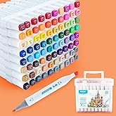 M&G 80 Colors Water Based Markers, Fine & Broad Dual Tip Coloring marker Set with Storage Case-Stocking Stuffers,Christmas Gift Idea for artists - Art Supplies(White Barrel)