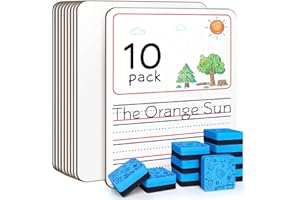 Scribbledo 10 Pack Double Sided Whiteboards 9”x12” Story Lined Dry Erase Boards for Kids Writing Board Practice Drawing Small White Board Teacher Elementary Kindergarten Preschool + Erasers