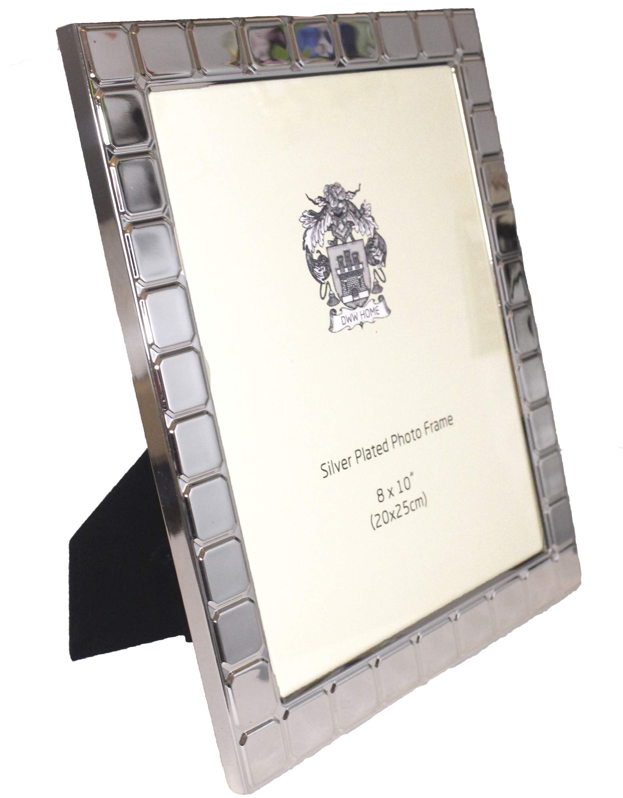 Mano - The Summertown Silver Plated Photo Frame Embossed Cube Design 8 x 10 inch (20 x 25 cm)