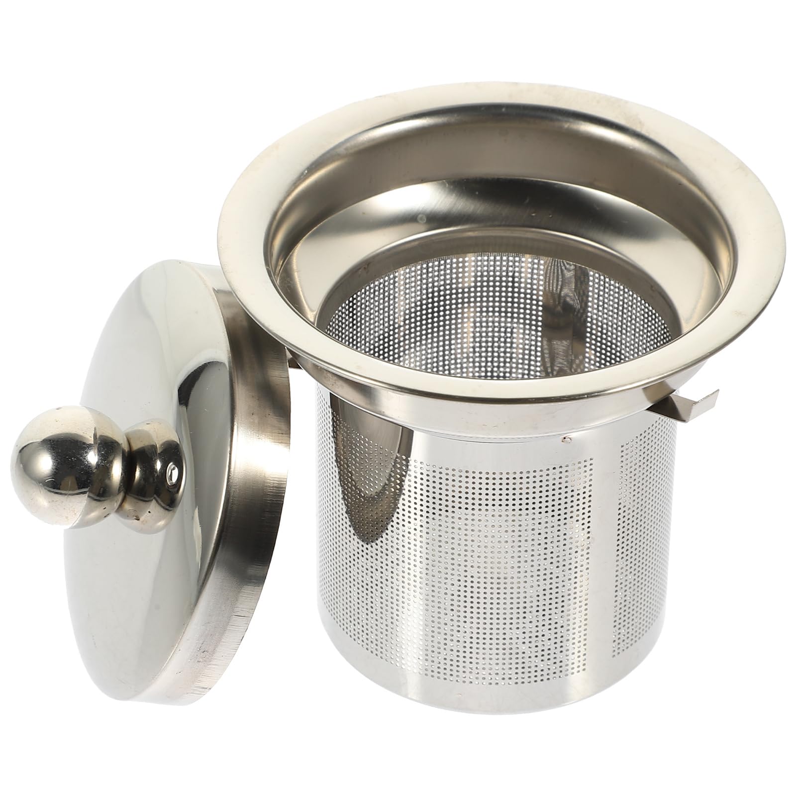 Cabilock Stainless Steel Tea Filter Insert with Lid 3.2 Inch Mesh Tea Strainer Replacement for Teapots Suitable for Home and Restaurant Use Compact and Lightweight Infuser