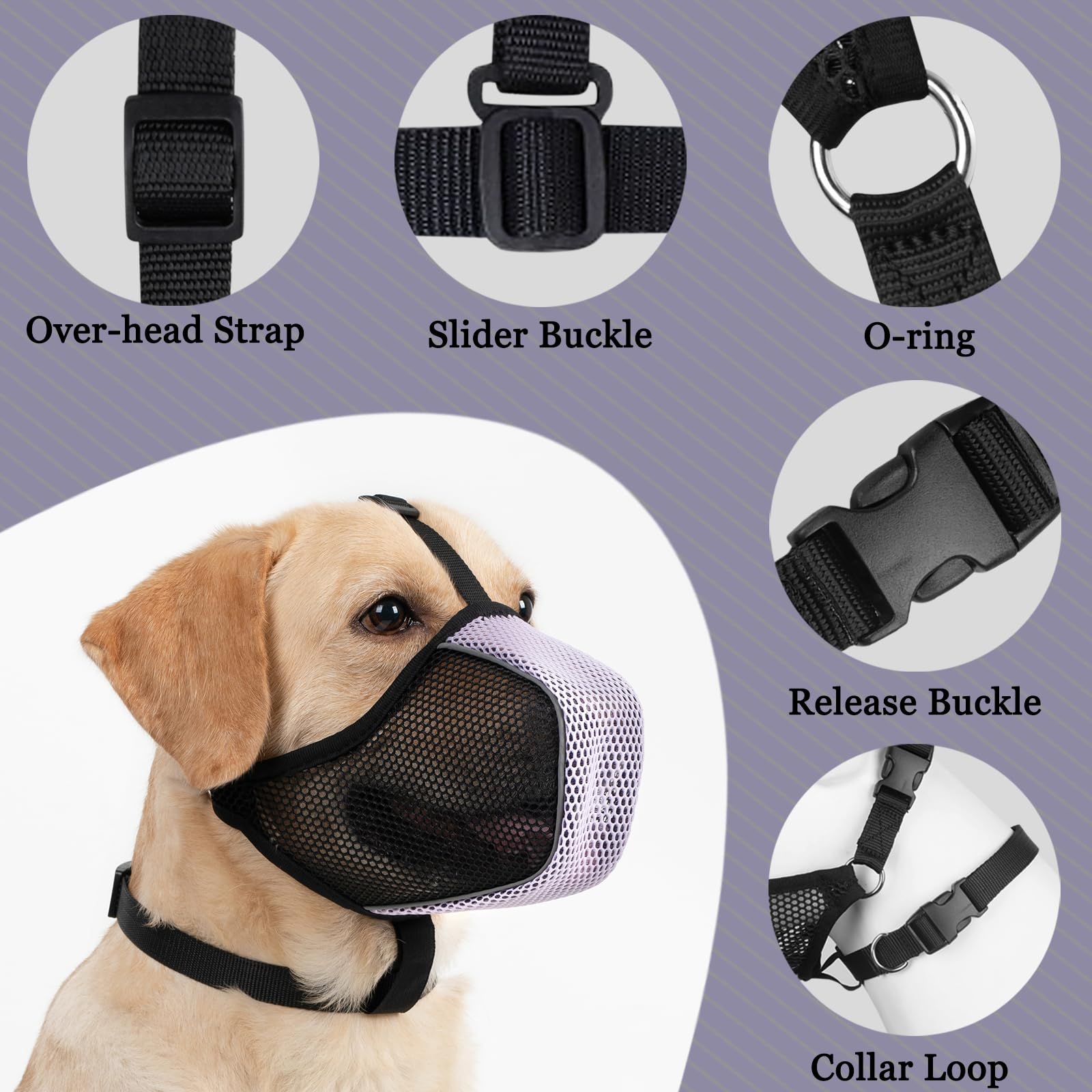 Mayerzon Dog Muzzle, Mesh Soft Muzzle for Large