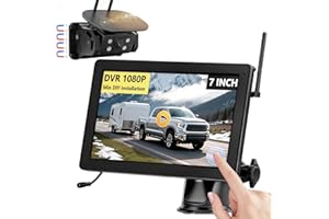 Solar Powered Wireless Magnetic Reversing Camera VASTEND 7" 1080P Touchscreen Monitor 9600mAh Reverse Camera, Quick Installat