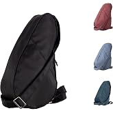 AmeriBag Healthy Back Bag 11.5" Recycled Nylon Crossbody Sling (Black) | Organized Ergonomic Shoulder Bag for Everyday Use, Travel &amp; Walking Comfort