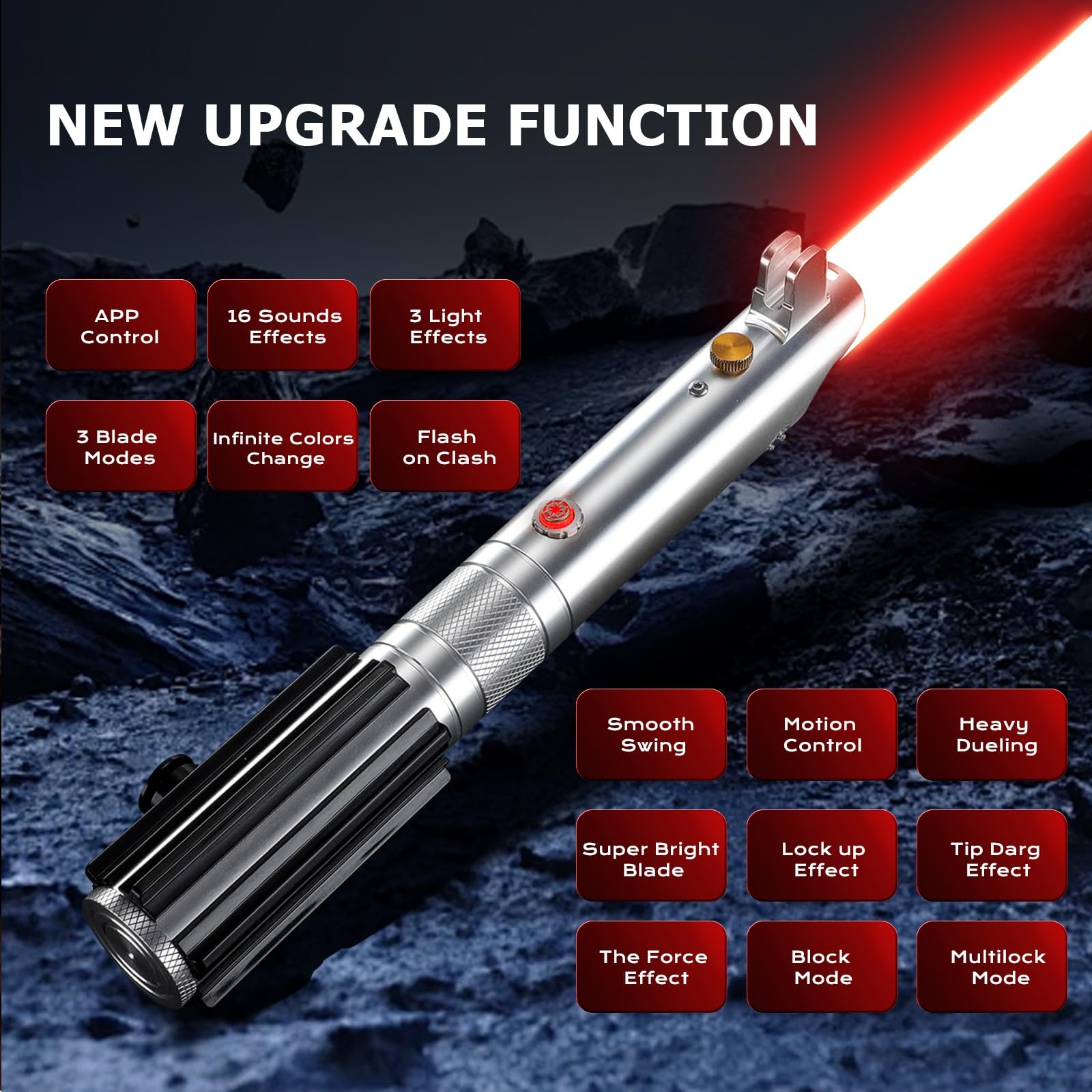 Upgrade App Control ANK Lightsaber, Smooth Swing 16 Sets Sound Effects 3 Light Effects and 16 Colors Change, Metal Dueling Light Saber for Adults Kids Cosplay Gift (RGB-ANK)