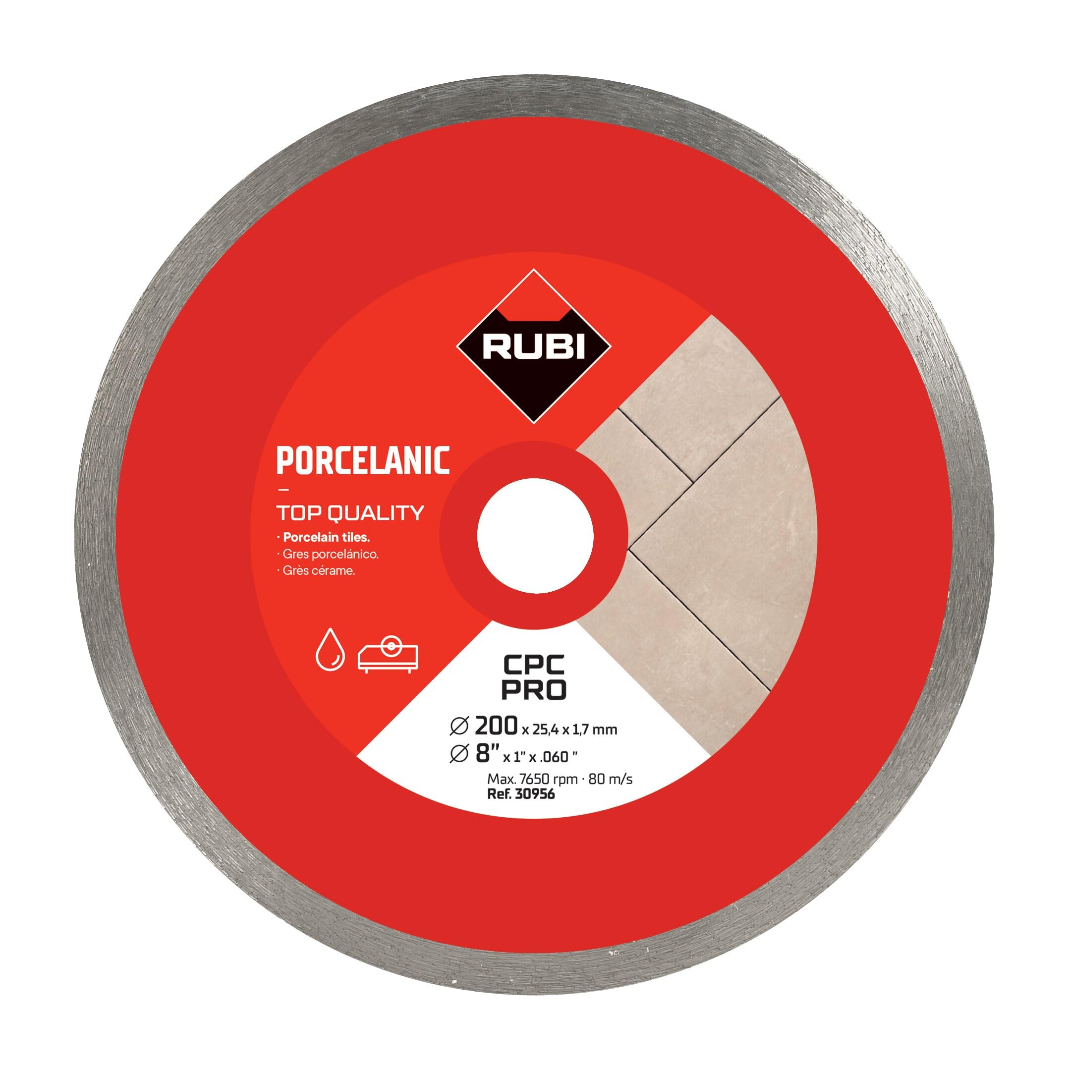 RUBI | Diamond Blade to Cut Fine Porcelain Tiles with Thicknesses of Less Than 25 mm | Recommended for Mitre Cutting | 200 mm | CPC 200 PRO
