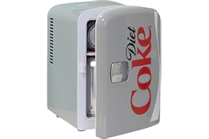 KOOLATRON Diet Coke Mini Fridge - Refrigerator for Bedroom Office, Portable Table Top Beverage Cooler, 12V 110V Refrigerador For Drinks, Soda, Wine, Use In Car, Dorm, Outdoor, Patio, 6 Can