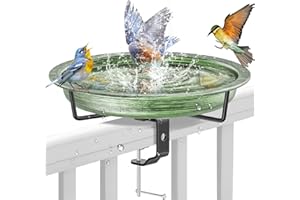VeyFolzin.st Deck Mounted Bird Bath for Outside, Detachable Birdbath Bowl with Sturdy Clamp, Outdoor Bird Baths Bowl for Attr