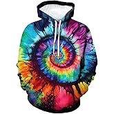 TiwBski Novelty Tie Dye Style Hoodies for Men Spiral Streak Print Sweatshirt Pullover