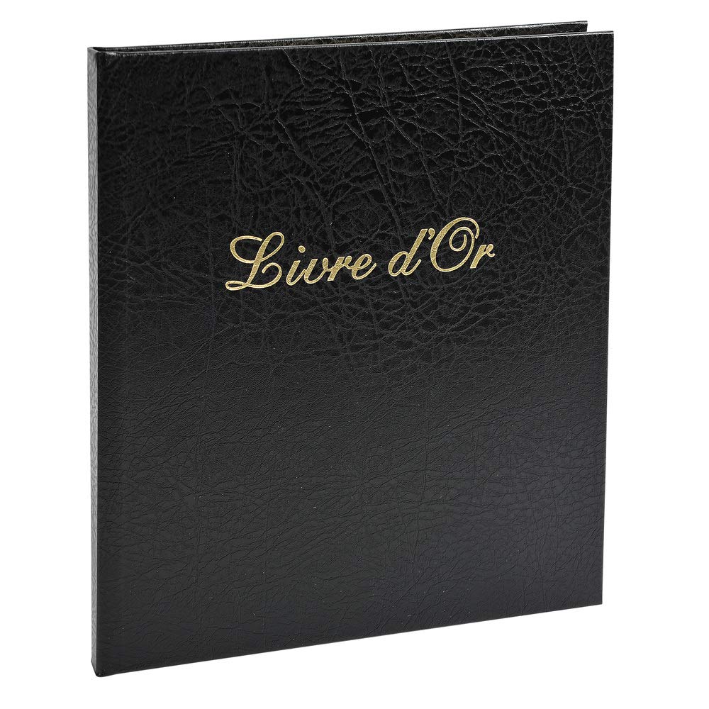 Exacompta - Ref. 4991E - 1 imitation leather guest book - Vertical format: 21 x 19 cm - Gold edge with title in gold letters - 140 plain white pages - Colour: Black