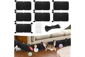 LEICHTEN Under Bed Blockers for Pets,7pcs 6.7" Height-83 Length in Total Couch Blockers for Toys Keep Dogs Off Couch Sofa Furniture,Durable Detachable Under Couch Toy Blocker with Strong Tape,Black