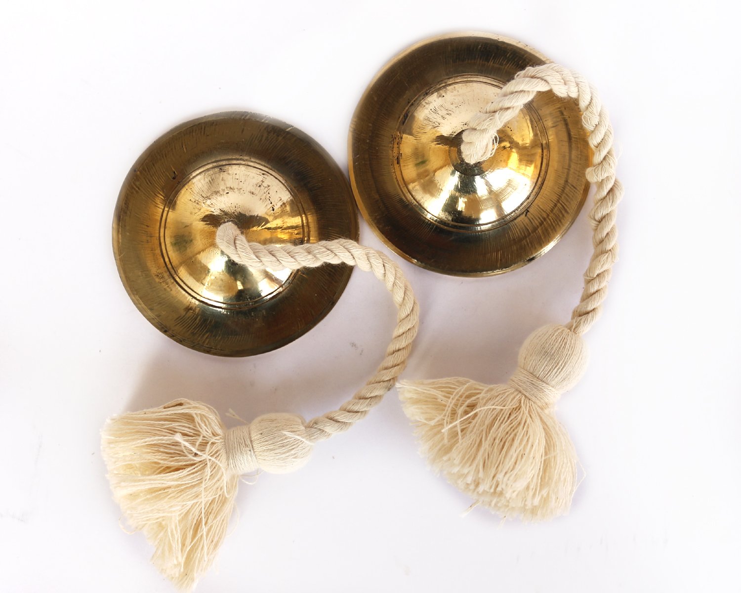 De Kulture Handmade Pure Brass Manjeera Percussion Instrument Indian Cymbal Clapper Bell For Religious Ceremonies Bhajans Healing Yoga Meditation, 3X1 (DH) Inches