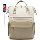 LOVEVOOK Laptop Backpack for Women, Fashion Computer Backpacks Purse, Business Travel Bags, Doctor Nurse Backpack for Work, Fits 15.6-Inch Laptop, Beige-Khaki
