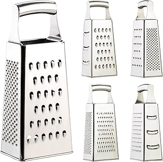 Rosenstein & Söhne Küchenreibe: Hochwertige Vierkantreibe aus Edelstahl mit extra scharfen Reiben (Gurkenhobel)