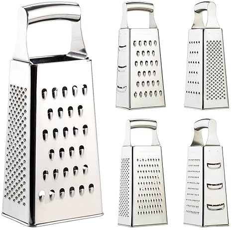 Rosenstein & Söhne Küchenreibe: Hochwertige Vierkantreibe aus Edelstahl mit extra scharfen Reiben (Gemüsereibe)
