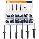 GOOACC 115 Pcs Automotive Nylon Universal Pop Rivet Assortment - 6 Most Popular Sizes &amp; Applications for GM Ford Chrysler VW