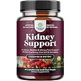 Advanced Kidney Support Supplement - Kidney Cleanse Detox & Repair Cranberry Extract Capsules with Uva Ursi, Stinging Nettle & Astragalus for Kidney health - Urinary Tract Health - 60 Caps