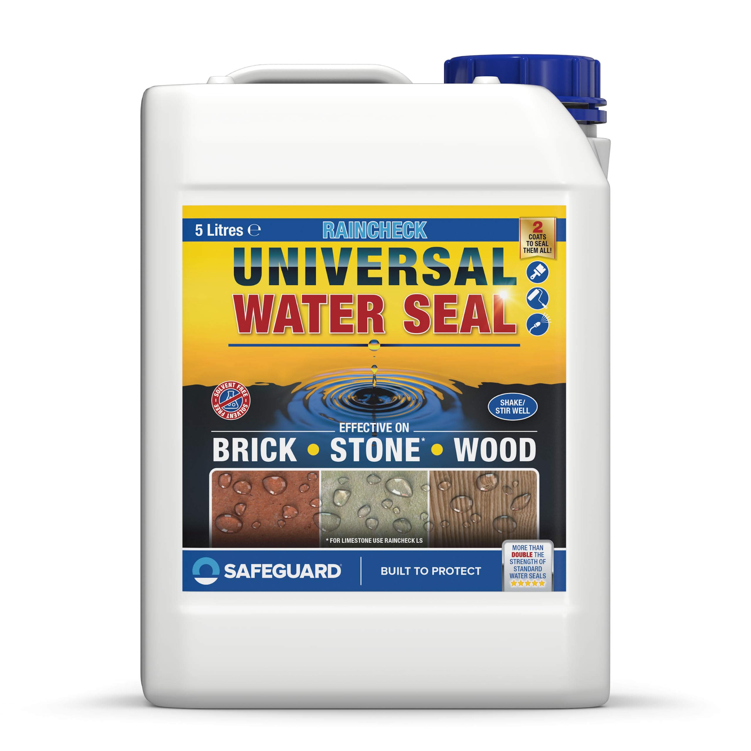 Raincheck Universal Water Seal (5 Litre Clear) Breathable, Exterior Waterproofing Brick, Wood and Stone Sealer