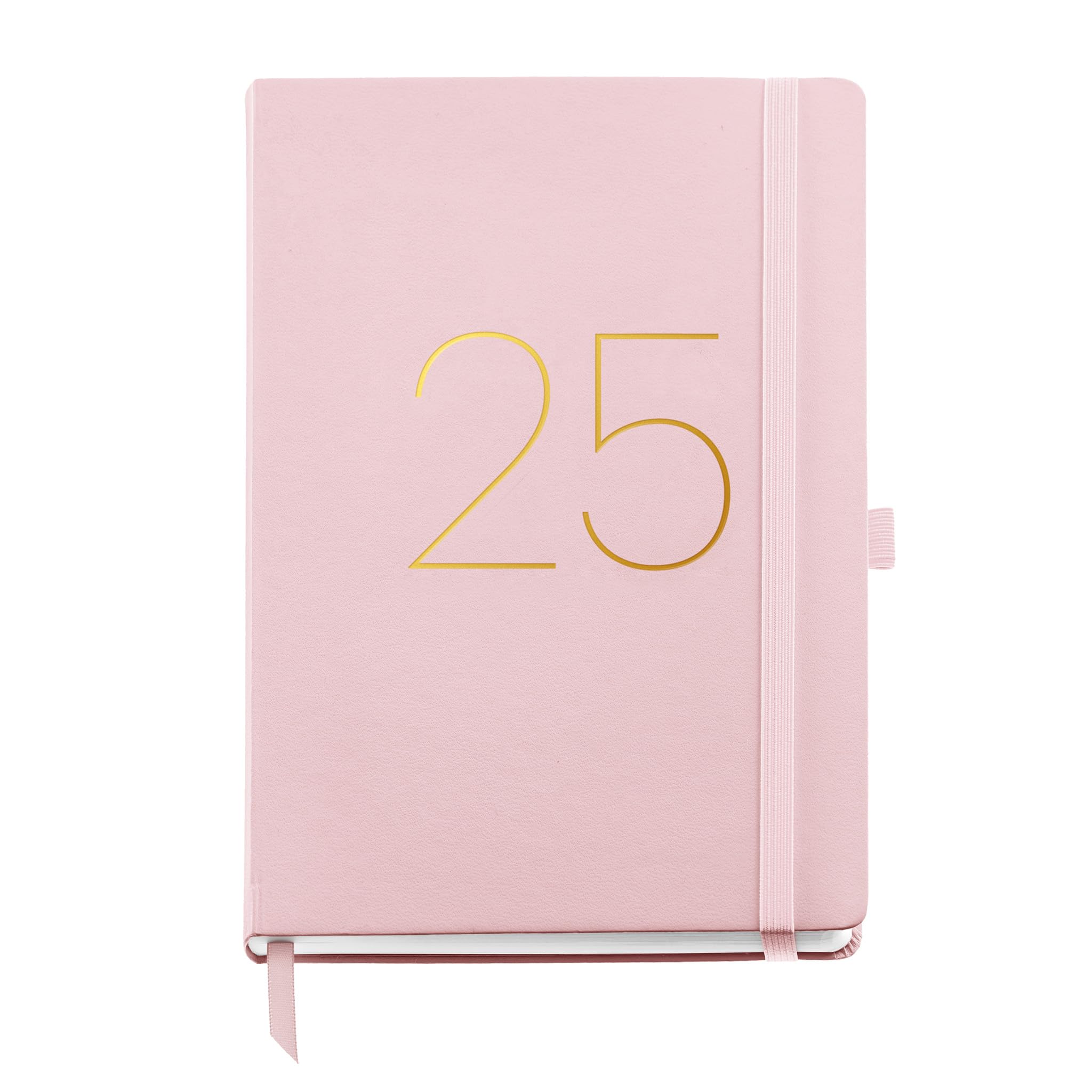 Miquelrius - 2025 Diary, Yearly Diary 155 x 213 mm, Day Page Agenda, Flexible Cover with Stitched Leather, Elastic Closure, Inner Pocket, Paper 80 g/m², Catalan, English and Portuguese, Pink