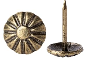 Anterrific 7/16 Inch Antique Brass Upholstery Tacks, 120Pcs Furniture Decorative Heavy Duty Tacks, Upholstery Pins Nails for Sofa, Headboard, Bed, Chair, Jewelry Box and DIY Project