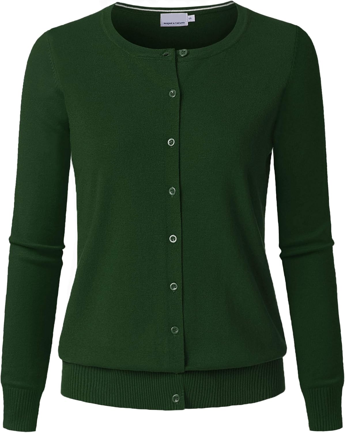 JSCEND Women's Long Sleeve Button Down Crew Neck Soft Knit Cardigan