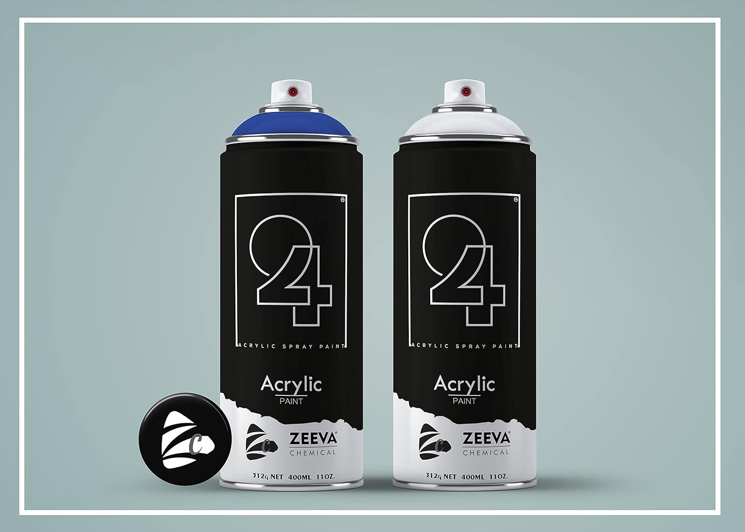 24 Acrylic Ultramarine Blue & Clear Glossy Paint 400 ml (Pack of 2