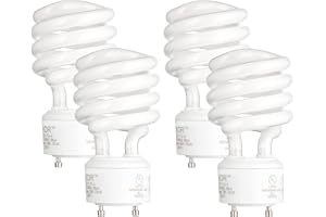 KOR (Pack of 4) 23 Watt Mini Spiral - GU24 Base - (100W Equivalent) - T2 Mini-Twist - CFL Light Bulb (Bright White (5000K))