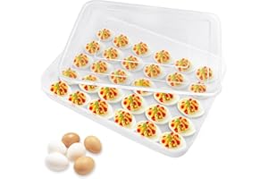 NIUREWAN Deviled Egg Containers with Lid,Plastic Egg Holder for Refrigerator,Clear Egg Storage Holder for Fridge,Keep Fresh,Easter,Thanksgiving Party Kitchen Supplies(30 Eggs)
