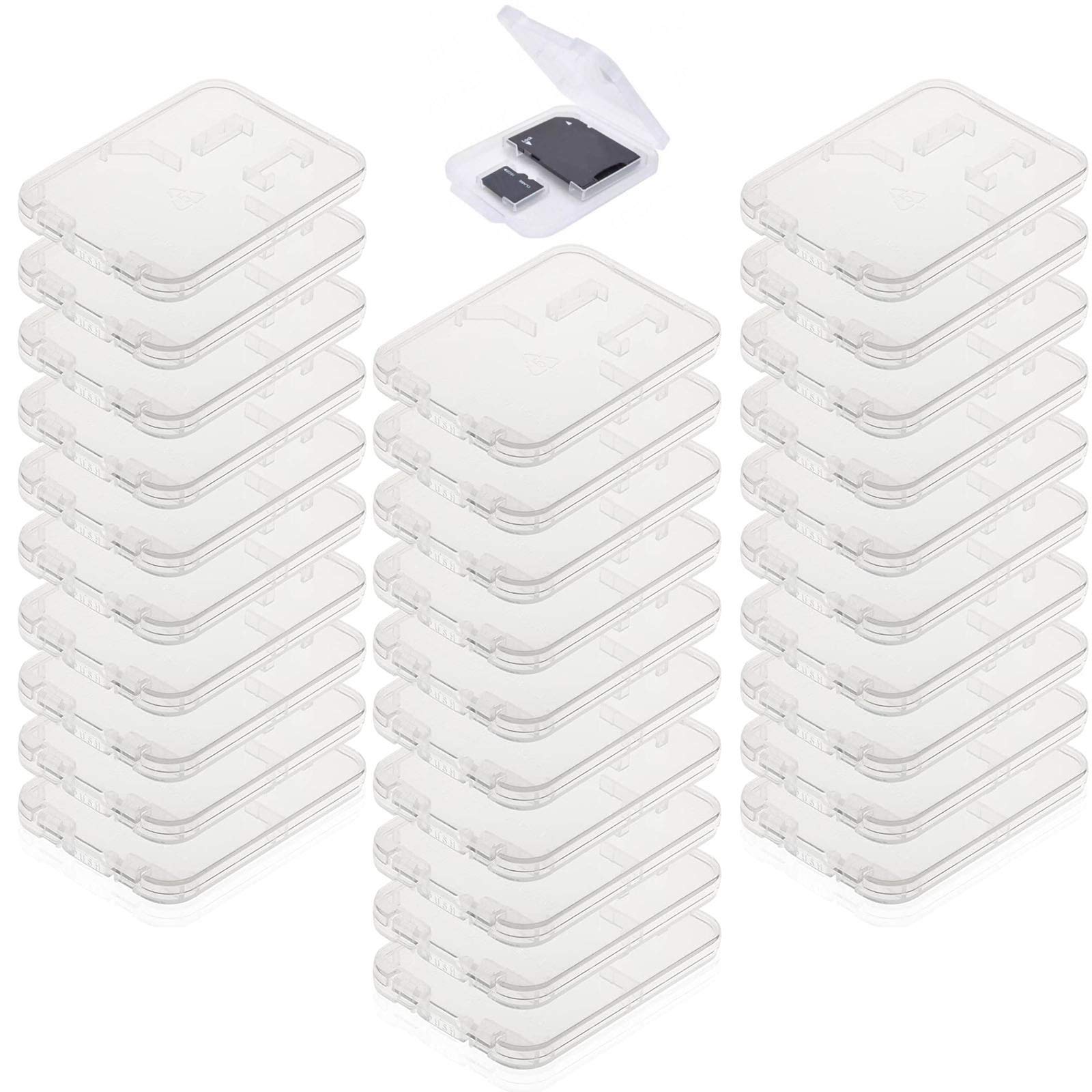 TF Cards Plastic Storage Case Memory Card Cases Storage Box For SD TF Transparent Holder Covers Memory Card Case Water-Resistant Multifunction Protection Box For Microsd And Mmc Memory 30 Pieces