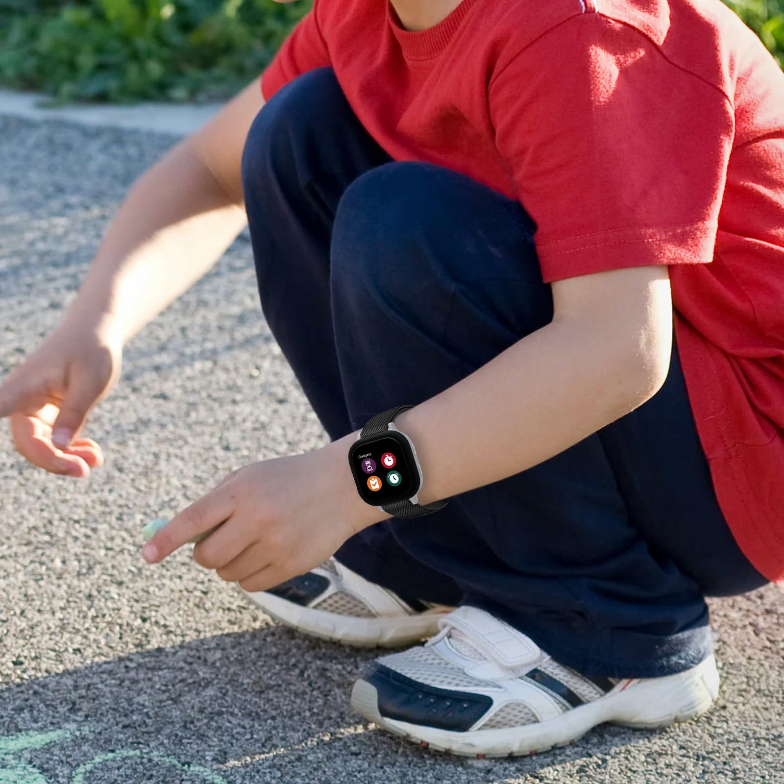 2 Pack Stretchy Nylon Band Compatible with Gizmo Watch 3 2 1/Gabb Watch 3 2 1/SyncUP/Cosmo JrTrack Band Soft Elastic Strap with Adjustable Buckle