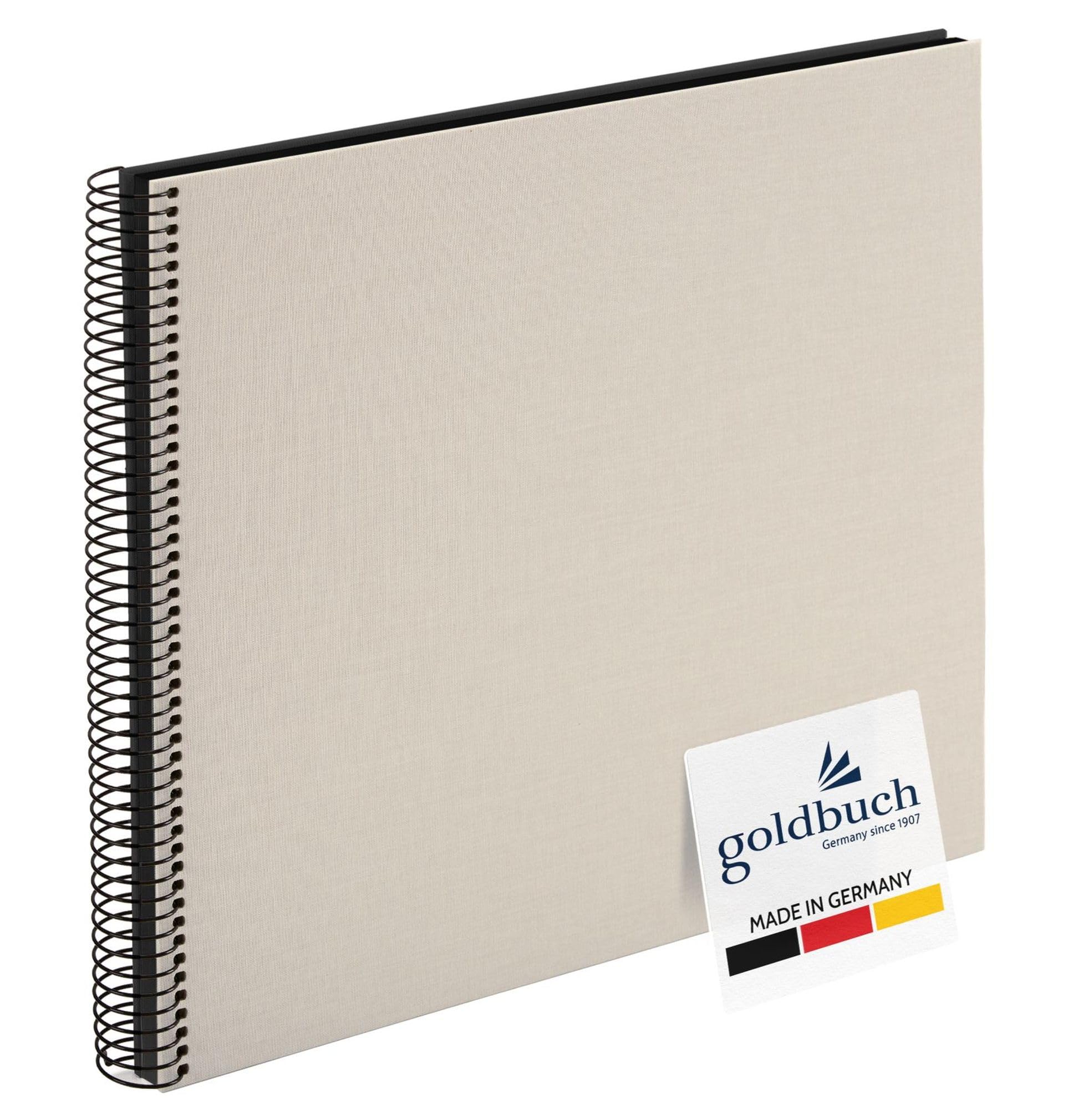 goldbuch Bella Vista 25523 Spiral Photo Album 35 x 30 cm Photo Album with 40 Black Pages, Linen Memory Album, Photo Book for Pictures and Photos for Gluing, Sand Grey