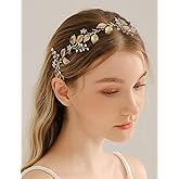 Octwine Vintage Bridal Gold Leaf Headpiece Handmade Wedding Headband Hair Vine Rhinestoens Headband Bridal Wedding Hair Accessories