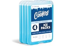 Cool Coolers by Fit & Fresh 4 Pack XL Slim Ice Packs, Quick Freeze Space Saving Reusable Ice Packs for Lunch Boxes or Coolers