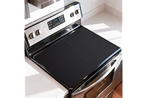 LONGKING Stove Top Cover for Electric Stove - Silicone Stove Mat for Glass Top Stove, Glass Cooktop Protector, Dish Drying Mats For Kitchen, Range Covers for Electric Stove (Black, 28 x 20)