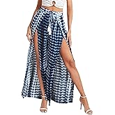 Floerns Women's Ditsy Floral Tie Front Wide Leg Wrap Long Pants