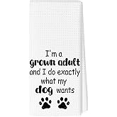 MZKZCHFE Funny Dog Kitchen Towels, Dog Mom Dad Lovers Owner Gifts for Women Men Dish Tea Towels, Pet Lover Gifts Hand Towel for Kitchen Bathroom Decor, 16x24 Inches