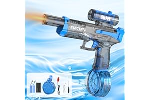 HUGEWAY Electric Water Gun With Muzzle Light,Automatic Water Gun Blaster,Squirt Gun Range 23-32 FT,Outdoor Party Backyard Summer Water Shooting Game Toy With 2 Batteries,Ideal Watergun Gift for Kids & Adults.