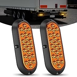Nilight 6Inch Oval Tail Light 2PCS Amber 24LED Turn