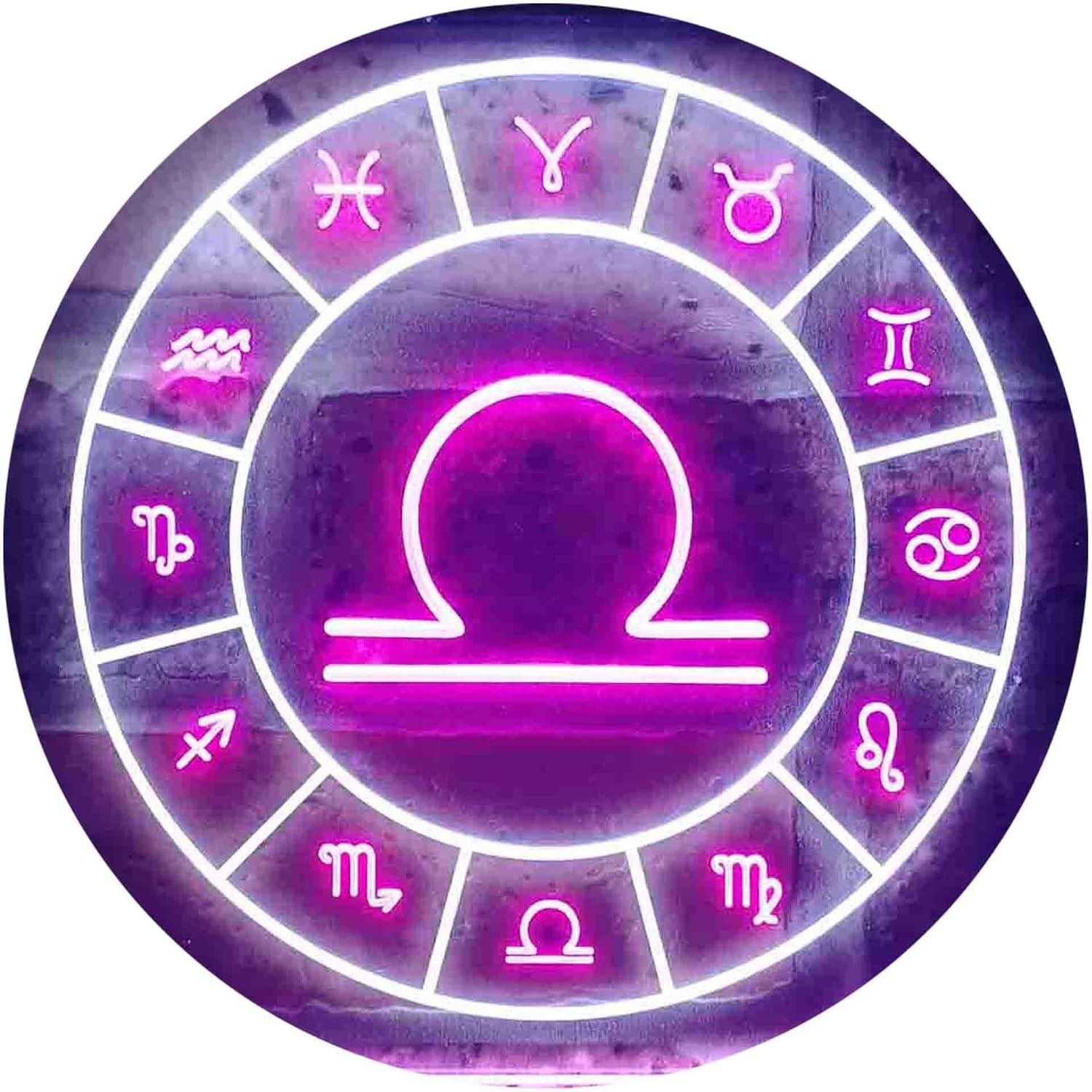 ADVPRO Libra Astrology Zodiac Dual Color LED Neon Sign White & Purple
