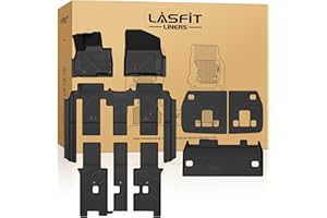 LASFIT Floor Mats & Backrest Mats & Cargo Mat for Kia Carnival Hybrid 2026 2025 (Only Fit Hybrid & 8 Seats), All Weather TPE Custom Fit Floor Liners Full Set Car Mats Trunk Mat Accessoires, Black