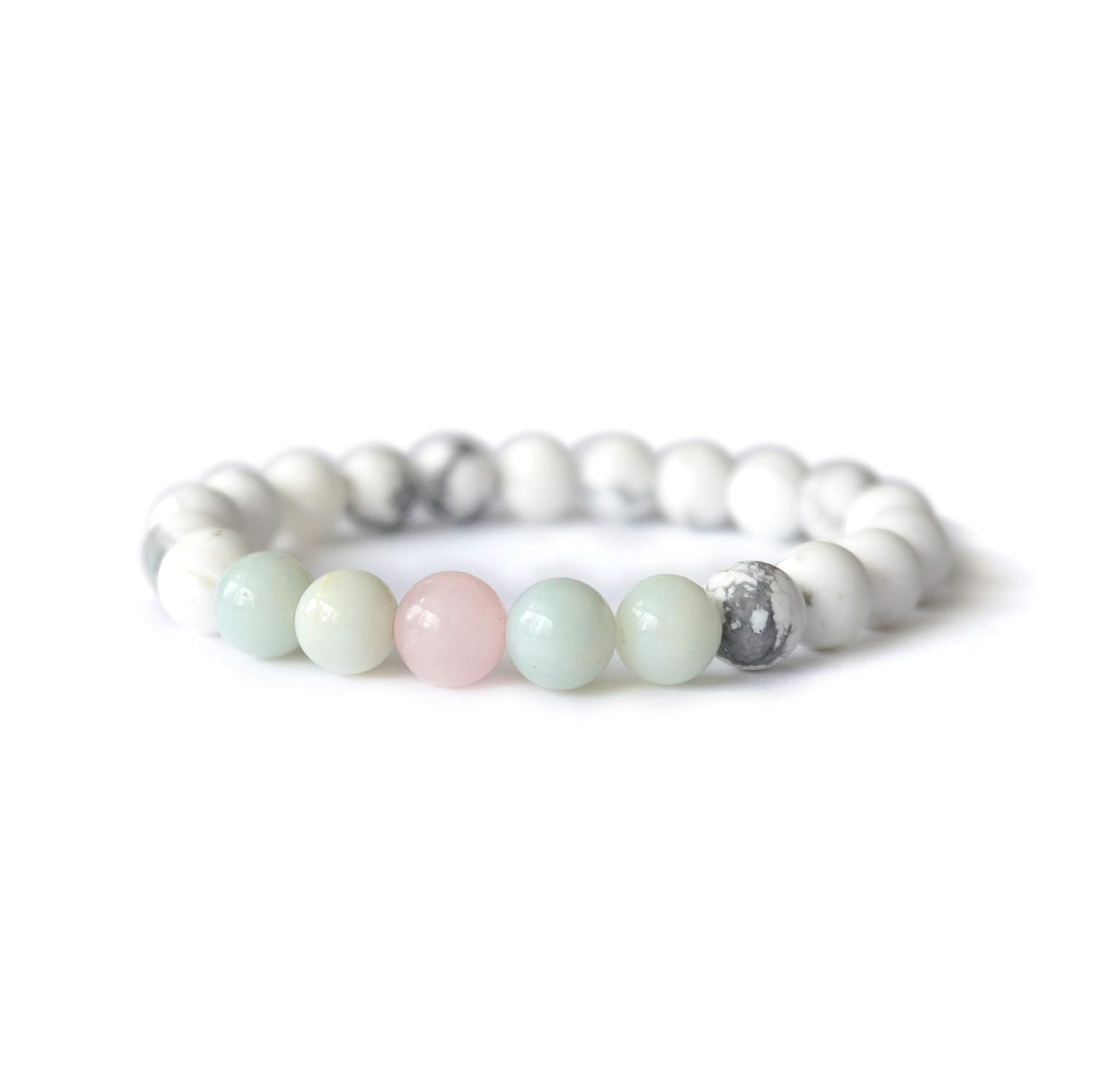 Amazon Com White Mala Bracelet White Howlite Bracelet Rose Quartz Blue Amazonite Beads Anti Anxiety Bracelet Unicorn Bracelet Crystal Healing Gift For Her Birthday Gift Idea Gift For Women Handmade