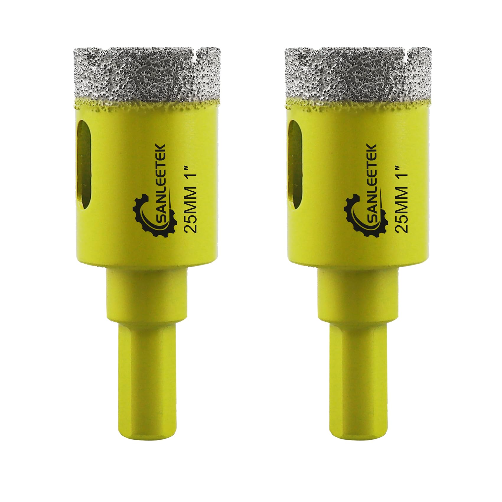 Dry Diamond Core Drill Bits - 2pcs 25mm SANLEETEK Hole Saw with Triangle Shank for Ceramic Porcelain Tile Granite Marble Quartz Stoneware — image 1