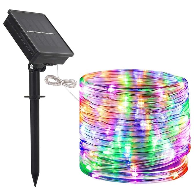 Solar Rope Lights,DINOWIN 100 LEDs 39ft/12M Waterproof Copper Wire