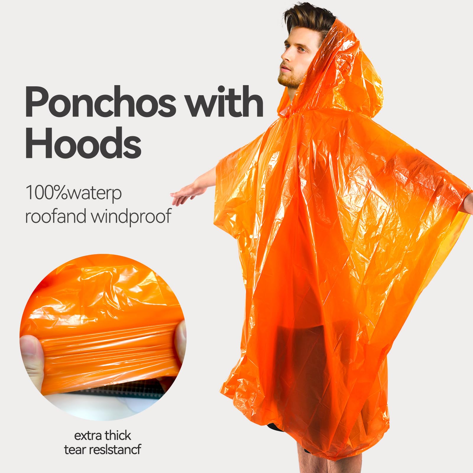 KAshack 10er Pack Einweg Regenponcho Durchsichtig für Damen Herren | 0.035mm Verdickt Wasserdichtes Regencape mit Kapuze | Leichter Notfallponcho für Festival, Camping, Konzert, Reise 8