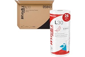 WypAll General Clean L30 Heavy Duty Cleaning Towels (05843), Strong and Soft Wipes, White, 24 Rolls / Case, 70 Sheets / Small Roll, 1,680 Wipes / Case