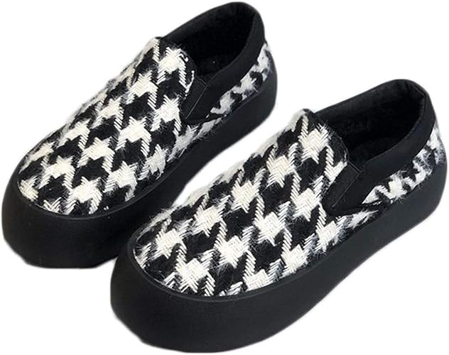 Amazon Adsns スリッポン レディース フラット 秋冬 ボア ファー チェック もこもこ ふわふわ ローファー カジュアル シューズ 秋 冬 ルームシューズ ボア 暖かい 履きやすい 歩きやすい かわいい お出かけ おしゃれ 通勤 日常着用 Adsns ローファー スリッポン