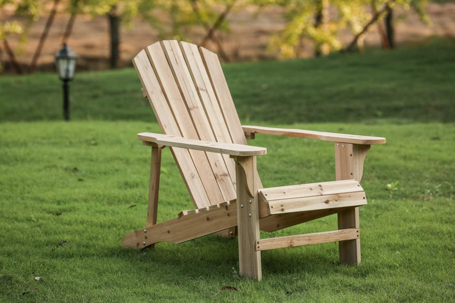LOKATSE HOME Outdoor Wooden Adirondack Chairs Natural for Yard, Patio, Garden, Lawn: Garden & Outdoor