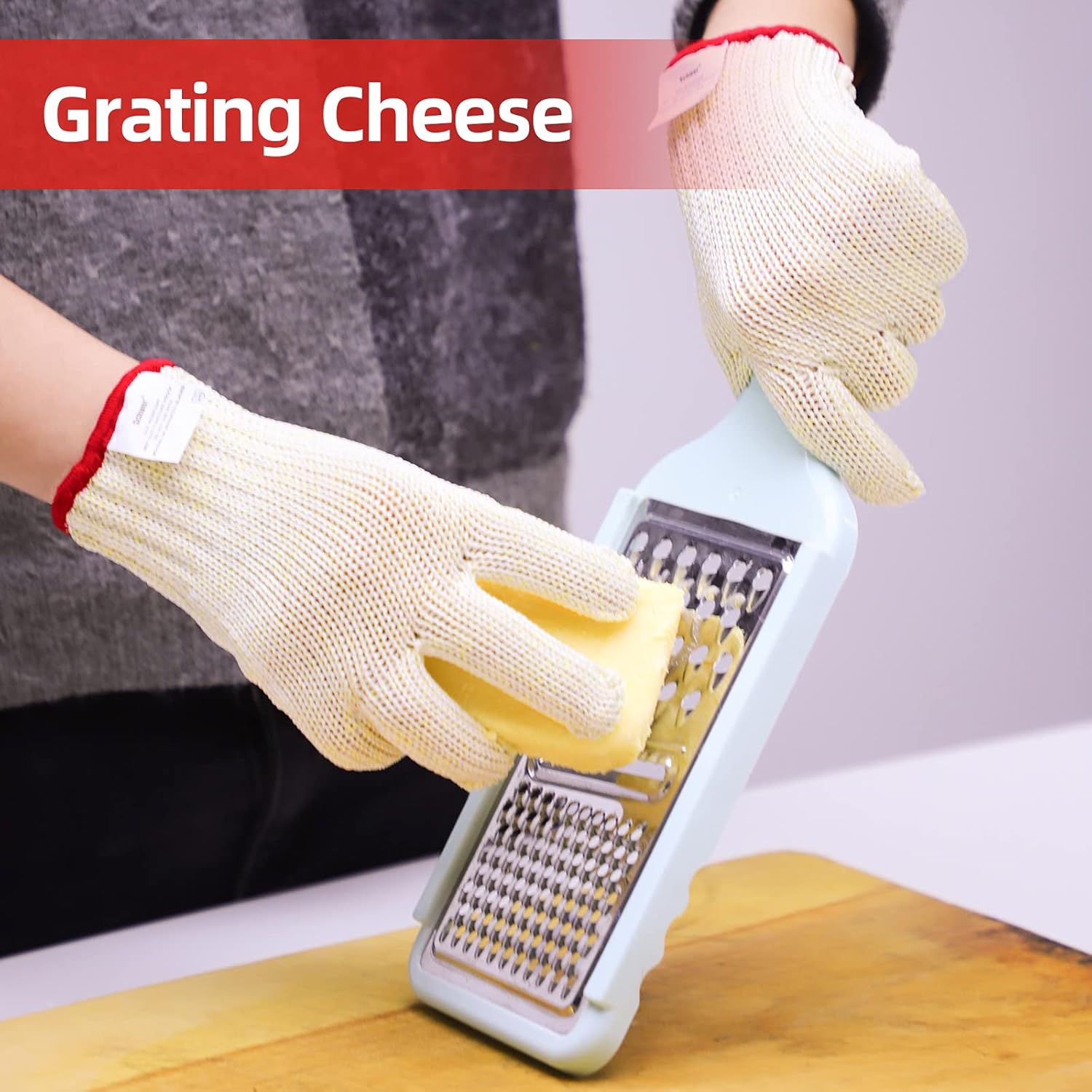 Schwer Level 8 Cut Resistant Gloves Mandoline Gloves Reliable Cutting Gloves Food Grade for Kitchen Mandoline Slicing, Meat Cutting, Oyster Shucking (L) - - 