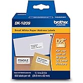 Brother DK-1209 Small Address Labels, White, 2 1/2" x 1 1/2", Roll Of 800