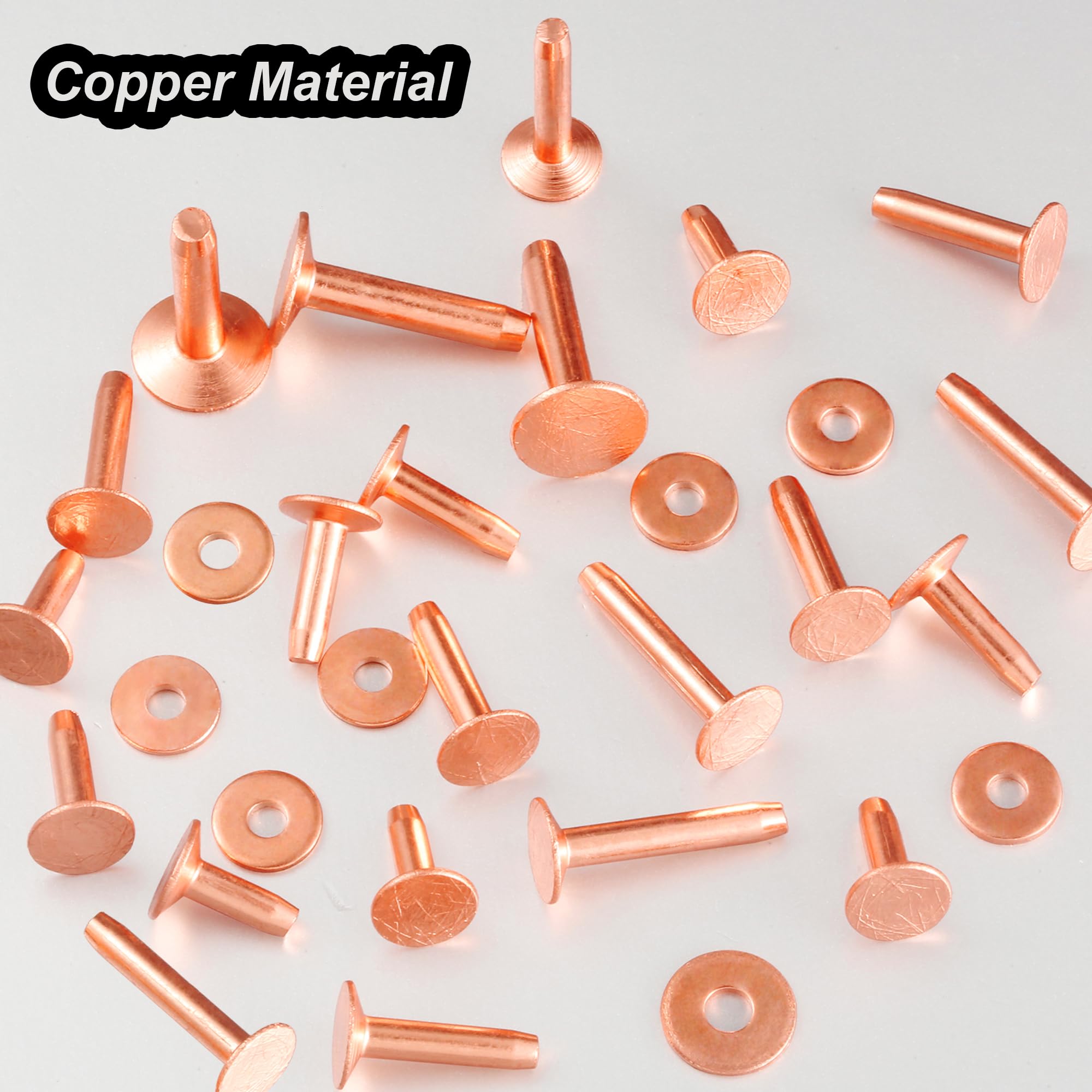 Notgia 50Sets Copper Rivets Assorted Leather Rivet Kit for Leather Working Brass Rivets with Solid Rivet Tool Setter for Repair and Decorate Belts Handbags Wallets Collars Shoes Clothing Bracelets